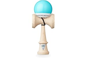 KROM - Kendama Toy POP LOL Sky Blue - High Wood Quality - Extra Strong - for Beginner and Pro - Gift Pack : Extra String + Stickers