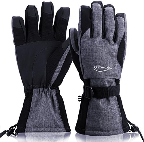 UPmagic Waterproof Men Ski Gloves, Windproof Warmest Thinsulate Cold Weather Glove For Skiing Snowboarding Riding Winter Snow Sports