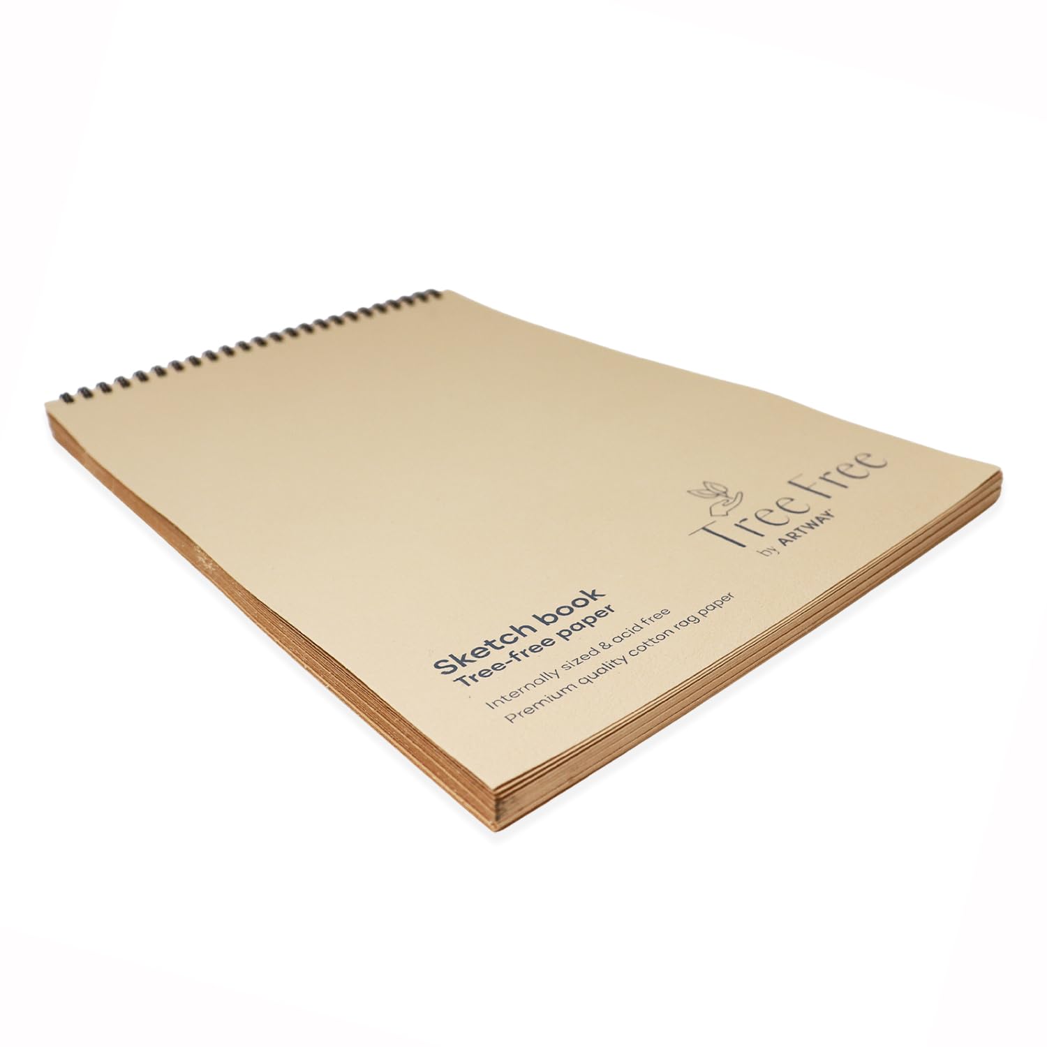 Artway Tree Free – Spiral Bound A4 Cotton Rag Paper Sketchbook - Beige – 40 Sides/20 Pages of 250gsm 100% Cotton Rag Paper – 100% Recycled Tree Free Sketchbook