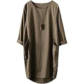 Minibee Women's Oversized Tunic Dress Long Sleeve Loose Baggy Tshirt Tops with Pockets