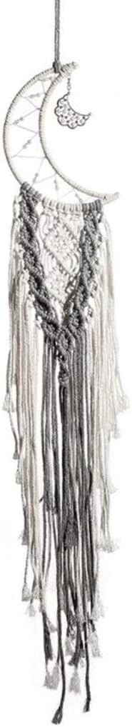 Dream Catcher Wall Decor, Moon,star,owl design Macrame Wall Hanging Bohemian Dream Catcher with LED String Light Craft Gifts for Kids Teenage Girls Bedroom Boho Wedding Farmhouse Home Decor Grey Cloud