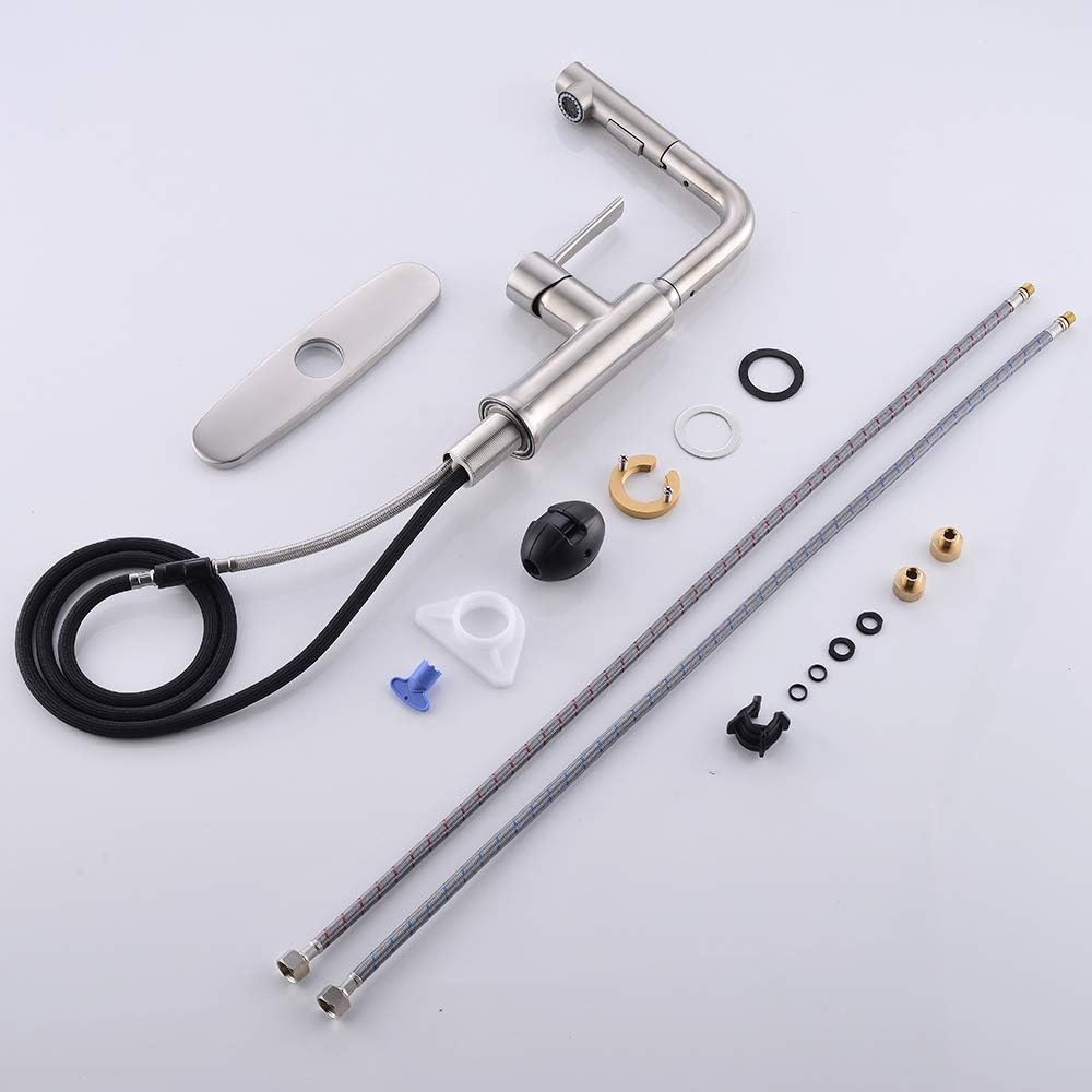 Kitchen Faucet with Pull Out Sprayer in Stainless Steel, Crea Pot Filler Faucet with Magnetic Pull Out Sprayer, Bar Sink Faucet - - 