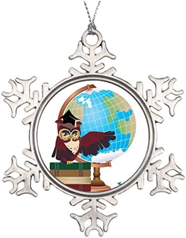 Personalized Christmas Snowflake Ornaments Owl with Globe Tree Decorations