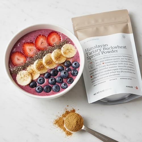 BIG BOLD HEALTH Himalayan Tartary Buckwheat Sprout Powder - Rich in Polyphenols & Prebiotic Fiber - Non-GMO, Gluten-Free, Grain-Free, Vegetarian - 30 Servings