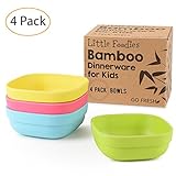 GO FRESH Bamboo Kids Bowls, Set of 4 kids bamboo dinnerware for everyday use, Eco-friendly kids bamboo bowls, BPA Free, Dishwasher safe and Stackable