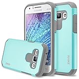 Galaxy J1 Case, RANZ Grey with Aqua Blue Hard Impact Dual Layer Shockproof Bumper Case For Samsung Galaxy J1 (Verizon)