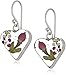 Sterling Silver Pressed-Flower Heart Drop Earrings