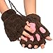Arshiner Women Cat Bear Paw Claw Soft Winter Gloves