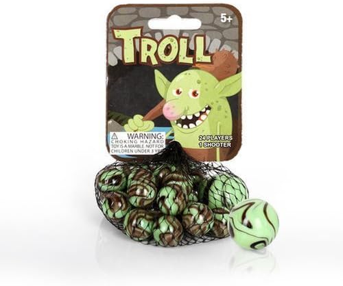 Mega Marbles - TROLL MARBLES NET (1 Shooter Marble & 24 Player Marbles) by Mega Marbles