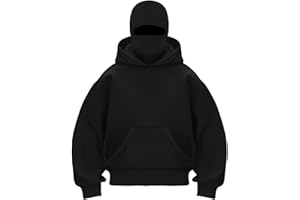 Unisex Balaclava Hoodie with Built in Balaclava, Double Hooded Zip Up Jacket, Winter Wind-Resistant Warm Ski Mask Hoodie