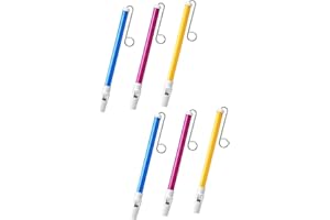 6 Pcs Professional Plastic Slide Whistle Instrument with Stainless Steel Sliding Rods for Music Practice, Prizes, and Party F