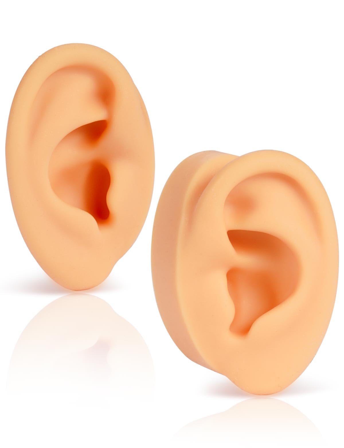 Photo 1 of 2 Pcs Soft Silicone Ear Model, Left and Right Flexible Fake Ear for Earrings Display, Realistic Ear Model for Piercing Practice, Acupuncture Teaching Tool (Medium Skin Tone)