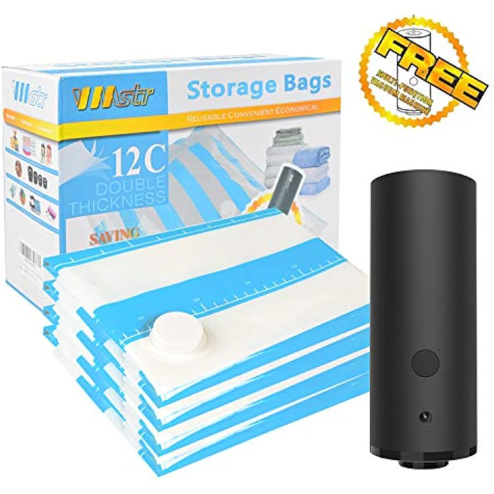 VMSTR Travel Vacuum Storage Bags Electric Pump, Medium Small Space