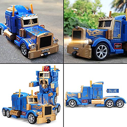 YARMOSHI Robot Truck 2 in 1 Action Figure, Autobot. This Remote Control Fighter Toy has a USB Connection for Easy Charging. Made of Safe, Sturdy Materials, (Blue-Gold)