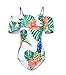 KAEHONY COCO Women's Shoulder Belt Personalized Print Sexy Beach Or Party One-Piece Swimsuits, Pineapple White, M