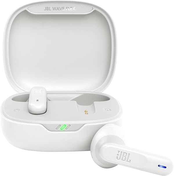 JBL Wave Flex – Kabellose In-Ear Ohrhörer mit IP54- und IPX2-Wasserdichtigkeit – TalkThru- und AmbientAware-Technologie – 32 Stunden Akkulaufzeit – In Weiß