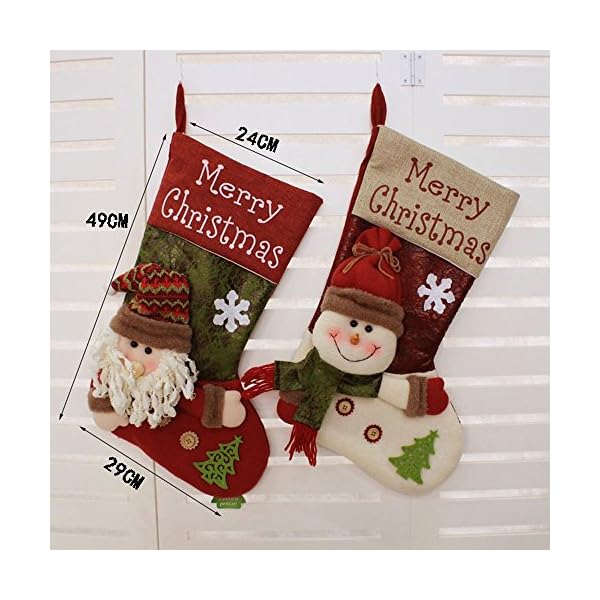 Disumos Christmas Stocking, Set of 2 Large Xmas Stockings Christmas Party Decorations Bags Socks Santa Reindeer Snowman… - Image 5
