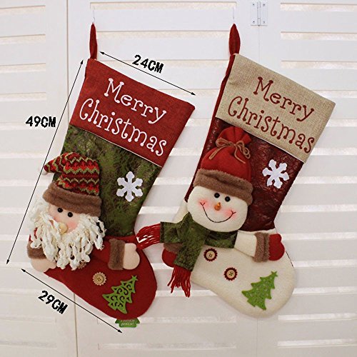 Disumos Christmas Stocking, Set of 2 Large Xmas Stockings Christmas Party Decorations Bags Socks Santa Reindeer Snowman… - Image 5