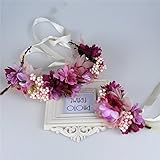 Ever Fairy Women Flower Wreath Crown Floral Wedding Garland Headband Wrist Band Set