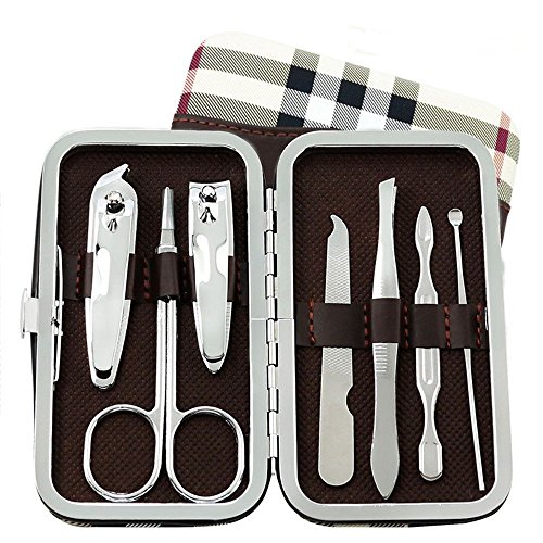 Nail Clippers set of 7 Pcs, YoJiSa Professional nail kits&manicure Pedicure Stainless Steel Nail Clippers set, Care Personal Nail Cutter Tweezers,Utility Grooming Kit with Portable Travel Case