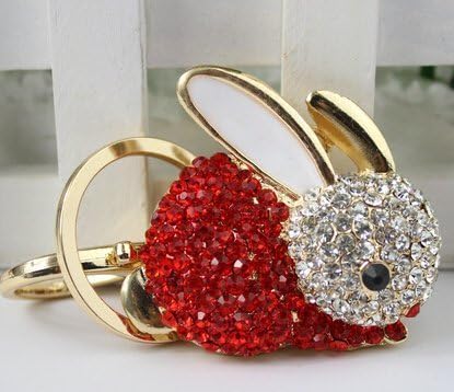 Diamond-studded Cute Docile Rabbit Keychain Bag Car Ornaments Color Alloy Gemstone Keychain