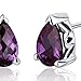 Peora Simulated Alexandrite Stud Earrings 925 Sterling Silver, Solitaire Scroll Gallery, 2 Carats Total Pear Shape 8x5mm, Friction Backs