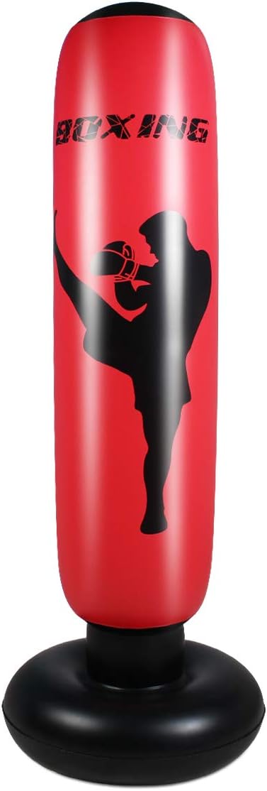 Inflatable Punching Bag for Kids，Free Standing Boxing Bag for Immediate Bounce Back Heavy Punching Bag for Practicing Karate, Taekwondo, De-Stress Boxing Bag for Boy/Girl. (Adult 170CM, Red) : Sports & Outdoors