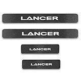 for Mitsubishi Lancer Door Sill Protector Reflective 4D Carbon Fiber Sticker Door Entry Guard Door Sill Scuff Plate Stickers Auto Accessories 4Pcs White