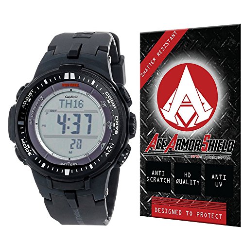 Ace Armor Shield Shatter Resistant Screen Protector for the Casio Men's PRW-3000-1ACR "Protrek" Sport Watch with free lifetime replacement warranty