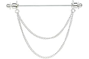 WCRAZYE Chain Lapel Pin Collar Bar Tassel Brooch Classic Ball Head Brass Shirt Collar Bar Tie Pins for Men Wedding Business