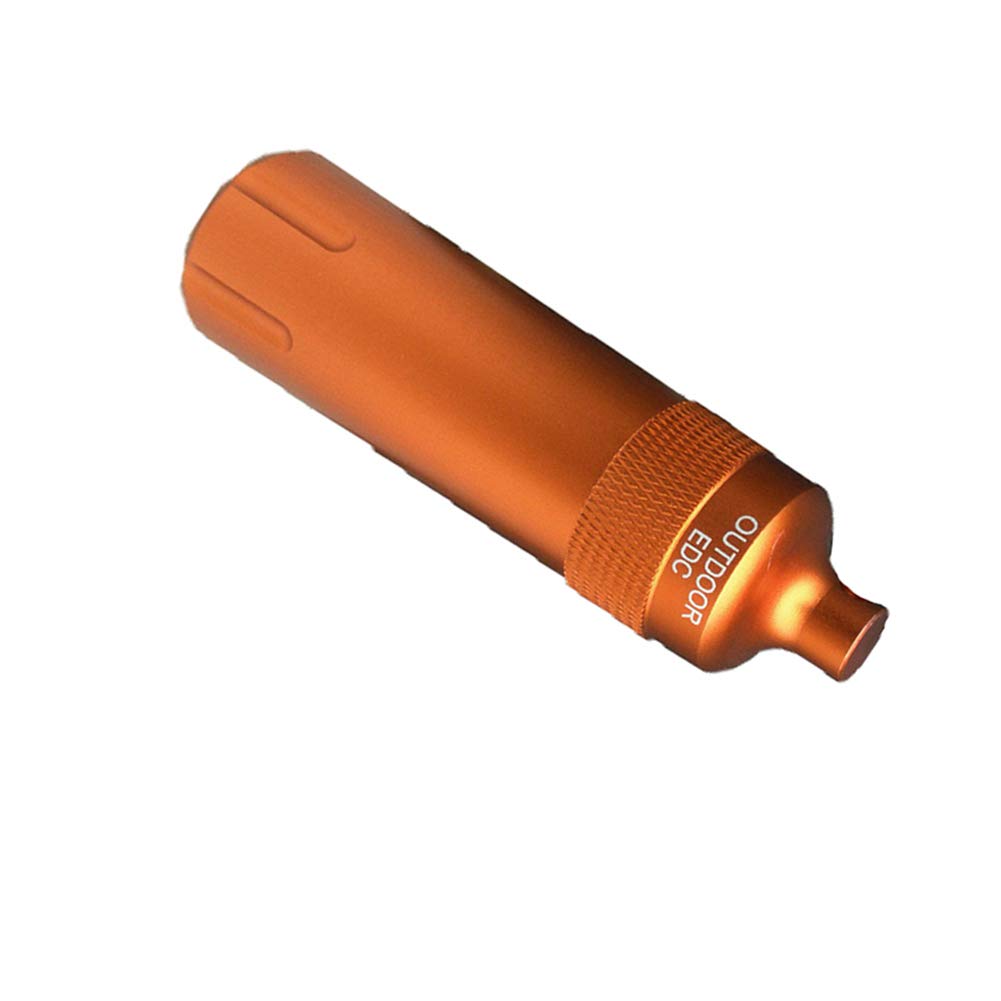 BE-TOOL Waterproof Seal Bottle 1Pcs EDC Container Full Metal EDC Waterproof Capsule Survival Tool for U-Disk, Fishing Gear, Money Orange (Pointed Head)