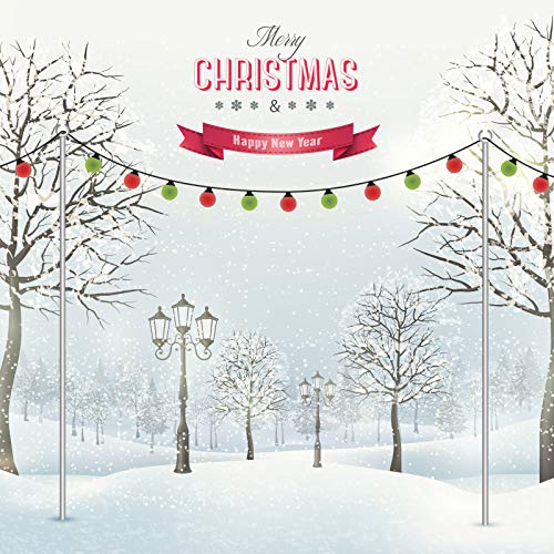 Outdoor Christmas String Lights Pole (2x9ft) - Sturdy Steel Coated Water-Resistant - Patent 4Prong Fork - Light Up House or Garden w LED Solar Hanging Bulbs for Christmas Holidays Home CafÃ© Wedding