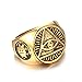 OAKKY Jewelry Men's 316l Stainless Steel Triangle Eye of God Rings, Vintage Gold Size 11
