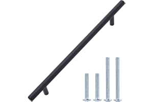 South Main Hardware Euro Bar Cabinet Drawer Pull Handle (3/8" Diameter), 8.69" Length (6.31" Hole Center), Flat Black, Mounting Hardware Included, 10-Pack