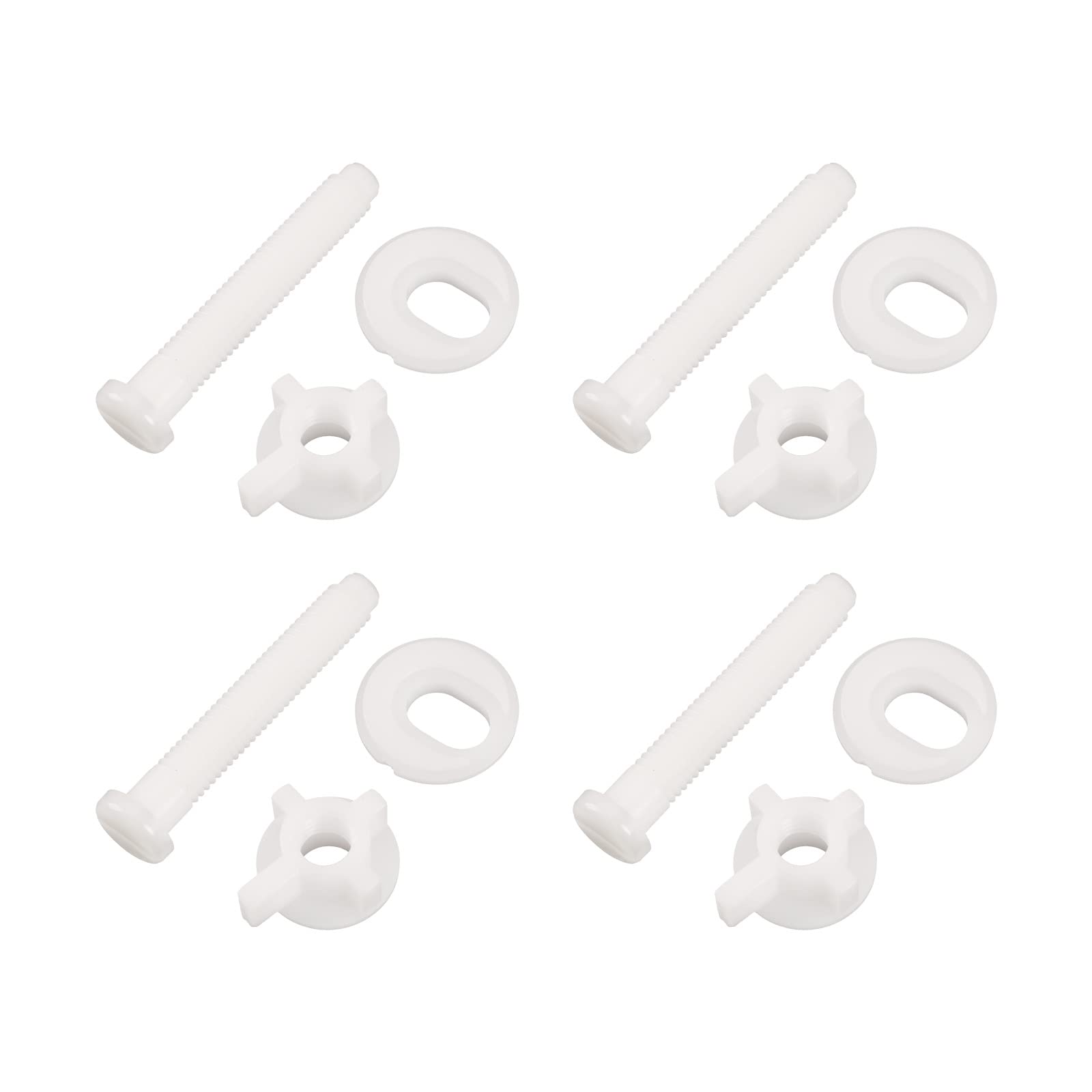 VGOL 4 Sets of Toilet Seat Fixing Screw Set Universal Replacement Toilet Seat Hinge Bolt Screws with Nuts and Washers for Fixing the Top Toilet Seat White