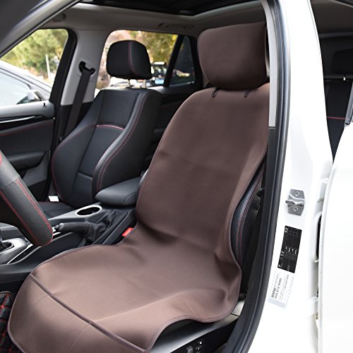 TanYoo Waterproof Car Seat Cover, Universal & Non-Slip Neoprene Vehicle Seat Protector, Best Protection for Sweat, Stains & Smell, Fit for Most Cars, Trucks, SUVs, Brown + 1 PCS - Thumbnail 7