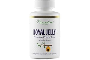 Paradise Herbs Royal Jelly, Golden Emperor, Super Potent, Ultra Pure, Vegan, Gluten Free, Non GMO, Freeze-Dried Concentrate, 60 Count Vegetarian Capsules