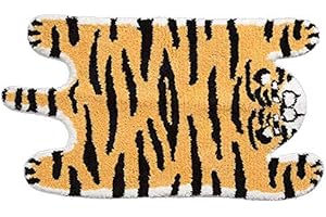 HYST Cute Tiger Shaped Kids Bath Mat Area Rug for Bedroom Bathroom Kitchen Floor Water Absorption Non-Slip Small Carpet Door Mat Playmat (50 * 90CM)