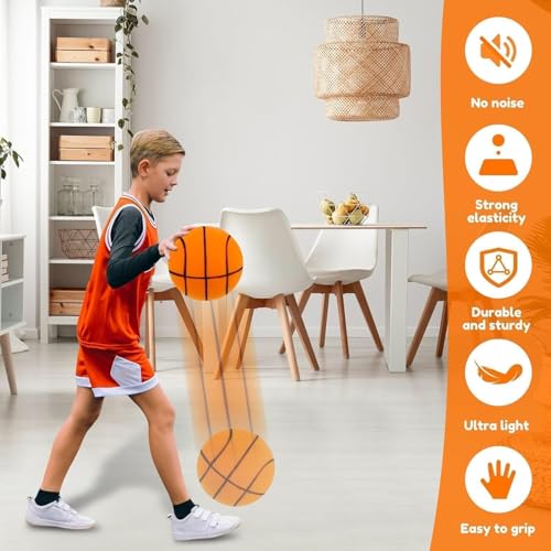 Indoor Silent Basketball with Net Bag Size 7-2026 Upgraded,Uncoated High-Density Foam Basketball,Soundless Design with Real Touch Groove Lines for Quiet Training & Practice,Durable Long-Lasting Use