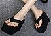 IDIFU Women's Comfy Wedge Platform Thong Sandals With Heels Beach Holiday Summer Flip Flops Black 8 B(M) US
