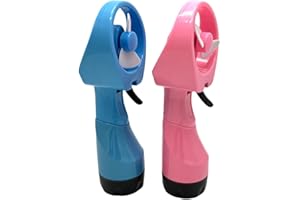 BJPEY Outdoor Personal Water Misting Fan Handheld Fans Cooler, Pack of 2 (Blue/Pink)