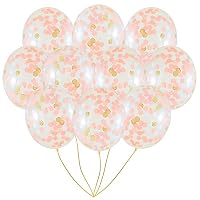 XADP 18 Inch Large Balloons-10 Pieces Rose Gold Confetti Balloons with Pre-Filled Golden, Pink and White Paper Confetti Dots for Party, Wedding and Proposal