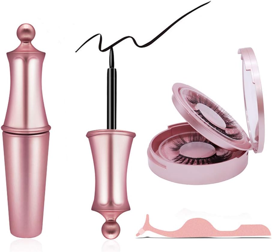 Upgraded Magnetic Eyelashes and Magnetic Eyeliner,3D Waterproof Natural Look Magnetic Lashes Set 2 Pairs with Mirror and Tweezers- No Glue Needed