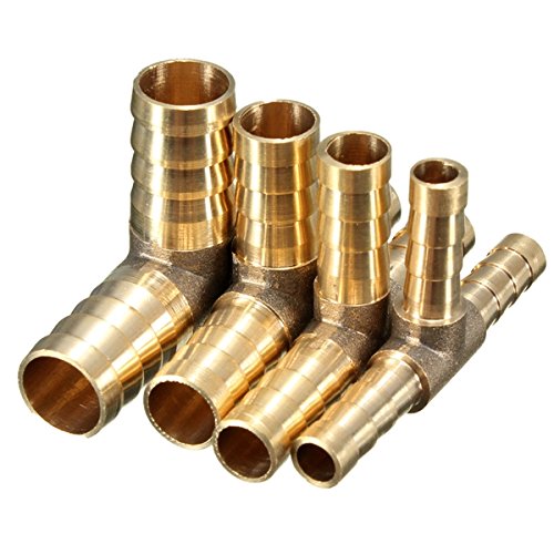 Alamor 6mm 8mm 10mm 12mm Brass T Piece 3 Way Fuel Hose Joiner Connector compatible with Air Oil Gas-6mm