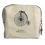 DZT1968(TM)Women Canvas Retro Small Mini Square Eiffel Wallet Coin Purses Clutch Money Pouch Bags Gift (Beige)