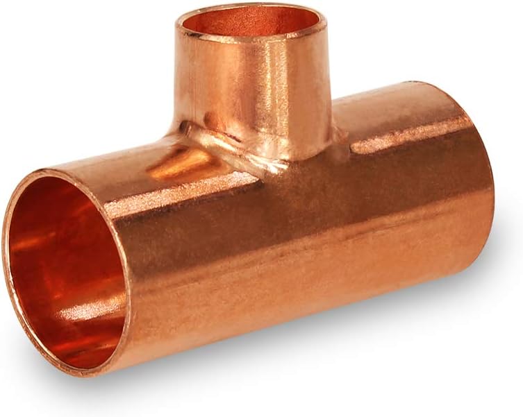 Supply Giant DDSU1007 Reducing Tee Fitting with Solder Cups for Cop, 1 X 1 X 3/4, Copper