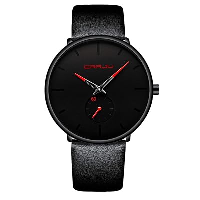 Mens Watch Ultra Thin Wrist Watches for Men Fashion Waterproof Dress Leather Strap