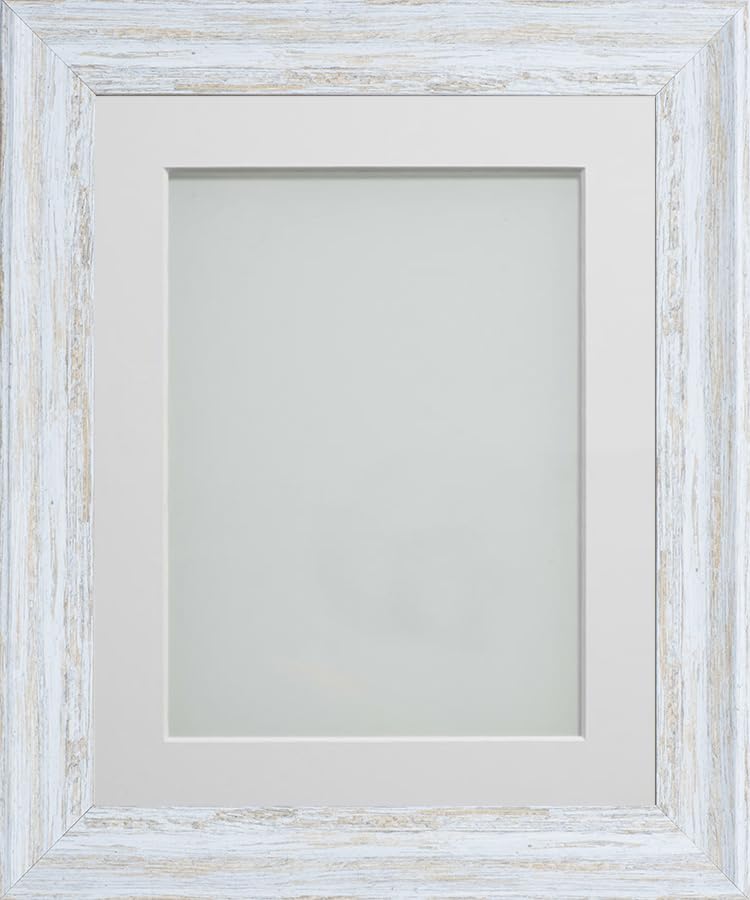 Frame Company Lynton Rustic White Photo Frame with Off-White Mount, A4 for 9x6 inch, fitted with perspex