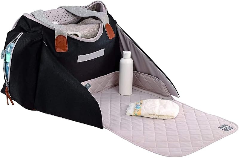 - Wickeltasche Sydney II - Modulierbar, großes Fassungsvermögen - Große Cocoon-Wickelfläche - Isolierfach für Babynahrung, Befestigungssystem für Kinderwagen, Tragegriffe - Schwarz