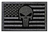 Tactical Patches of USA US American Flag with Punisher Skull, with Hook and Loop for Backpacks Caps Hats Jackets Pants, Military Army Uniform Emblems, Size 3x2 Inches